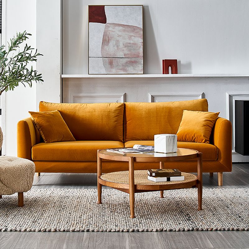 33.46" H Contemporary Velvet Square Arm Sofa with Pillows for Living Room