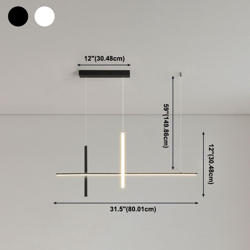 Modern Style LED Pendant Light Long Strip Island Light for Dining Room