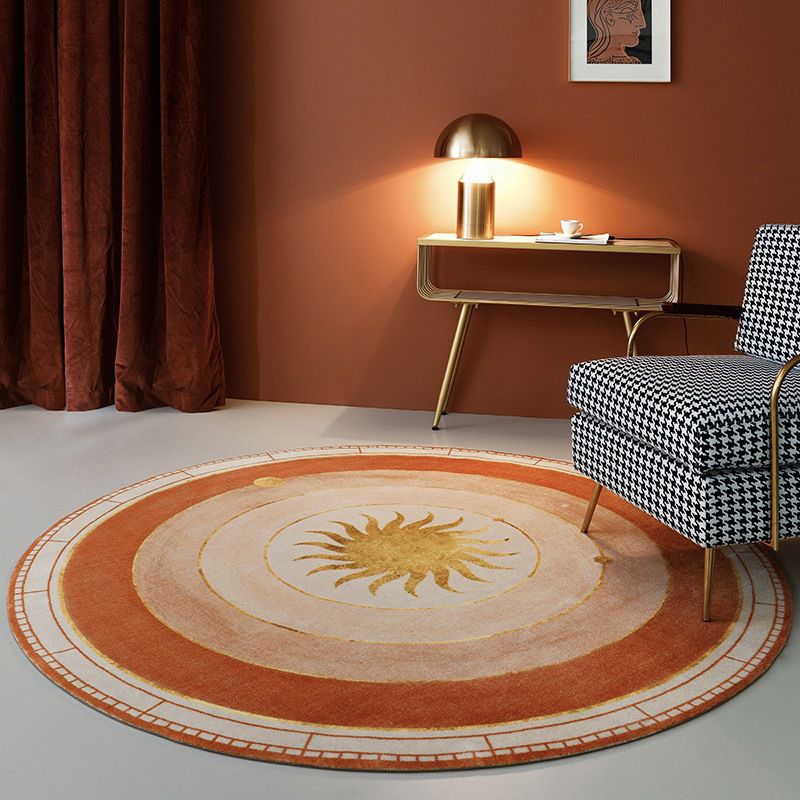 Moderner runder brauner Teppich im Innen Teppich nicht rutschfestem Rückenteppich für Schlafzimmer