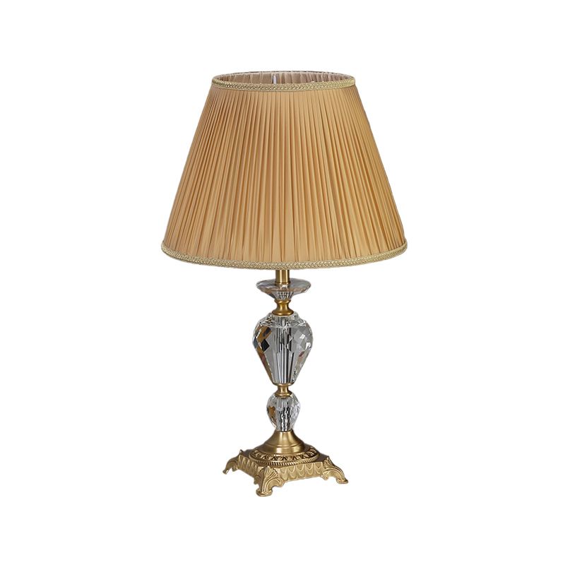 Lámpara nocturna de urna de cristal transparente iluminación de lectura contemporánea de 1 luces en amarillo con sombra plisada