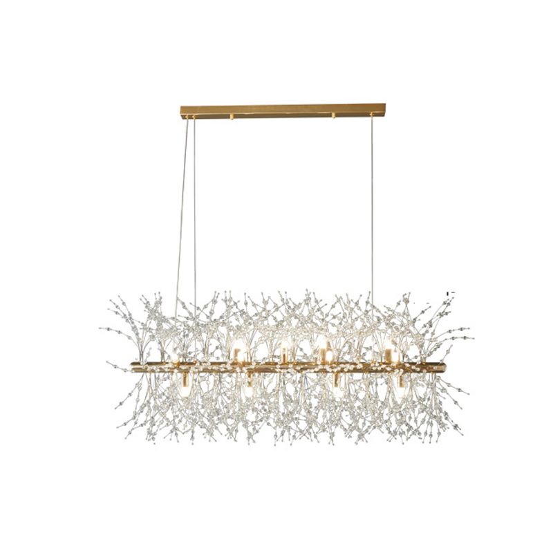 Sputnik Island Lamp Modern Hanging Light with Crystal for Dining Room