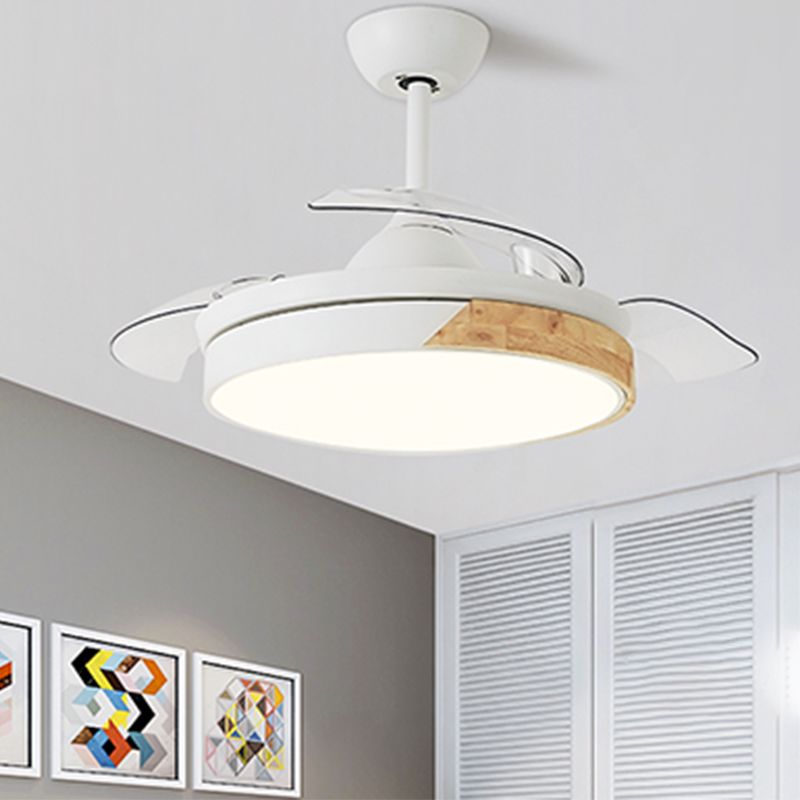 Kids Style Round Shape Ceiling Fan Light Metal 1-Light LED Ceiling Fan Lamp