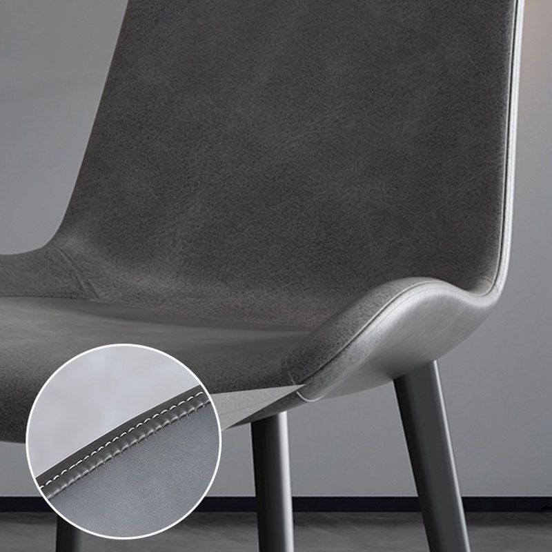 Silla auxiliar de comedor moderna, silla sin brazos Parsons curvada de cuero con acabado mate