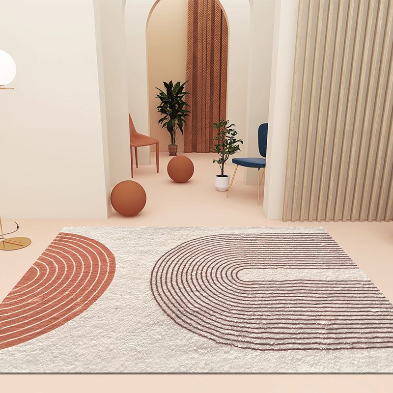 Orange Modern Carpet Polyester Striped Carpet Washable Carpet for Home Decoration