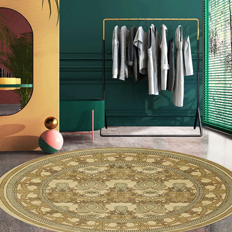 Vintage Round Teppich traditioneller Teppich Easy Care Polyester Anti-Rutsch-Teppich für Wohnkultur
