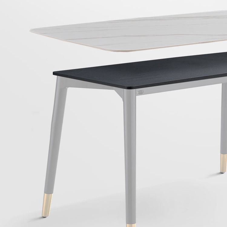 Simplicity Style Home Sintered Stone Dining Table Rectangular Shape Table with 4 Legs Base