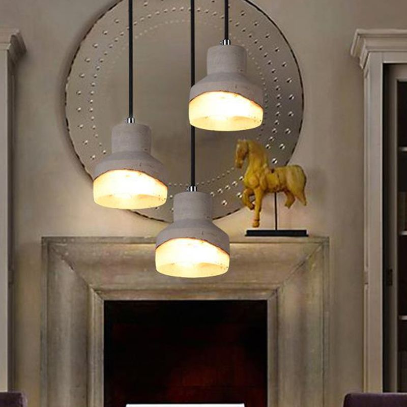 Contemporary Shaded Ceiling Light Cement 1-Light Restaurant Hanging Pendant Light in Grey