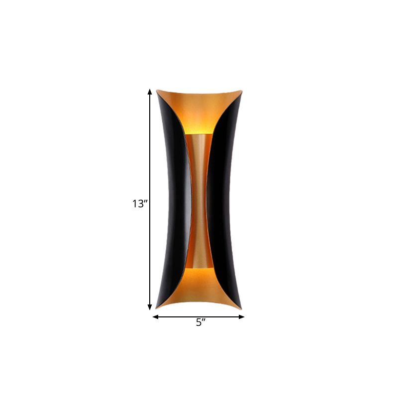 Modern Curl Sconce Light 13"/21"/30" Height 2 Lights Metallic Indoor Wall Lighting in Black