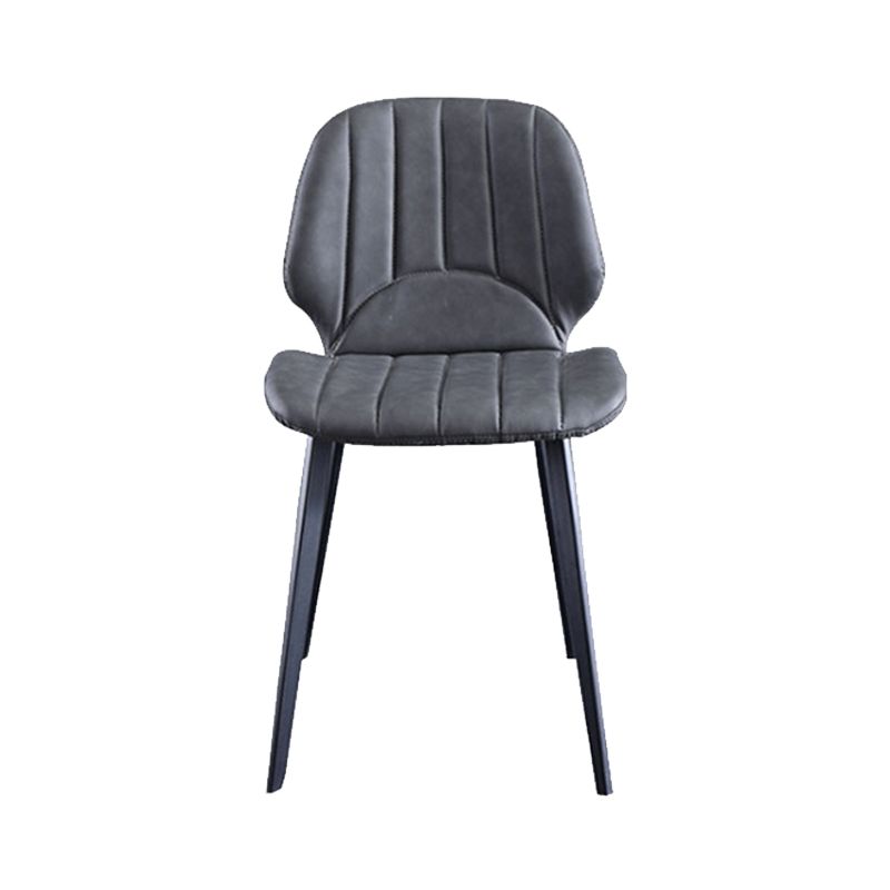 Faux Leather Kitchen Dining Chair Metal Base Armless Chair in Grey