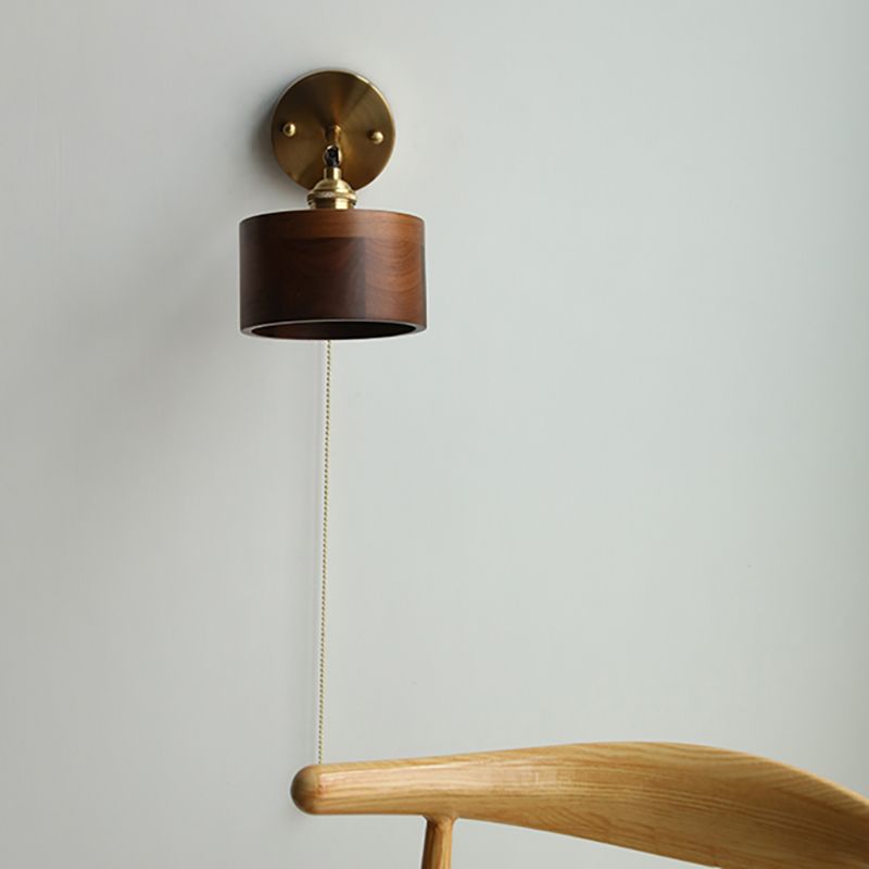 Sala de estar simple lámpara de apliques 1 iluminación montada en la pared de la lámpara de madera de madera