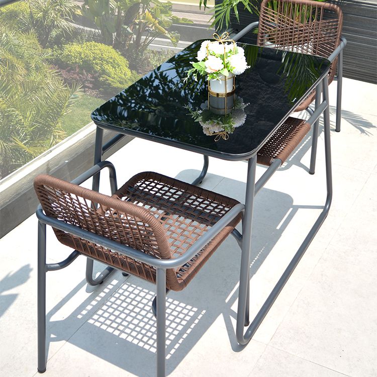 Modern 1/3 Pcs Dining Set Glass Rectangular Dining Table Set