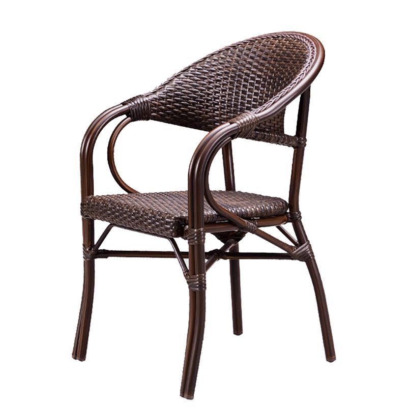 Tropical Rattan Brown Armed Chairs with Arm Patio Dining Chair