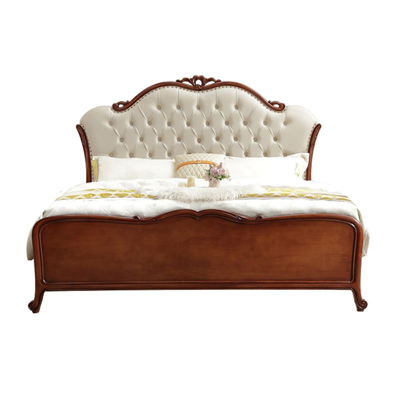Faux Leather Upholstered Platform Bed Full Nail Button Tufted Bed