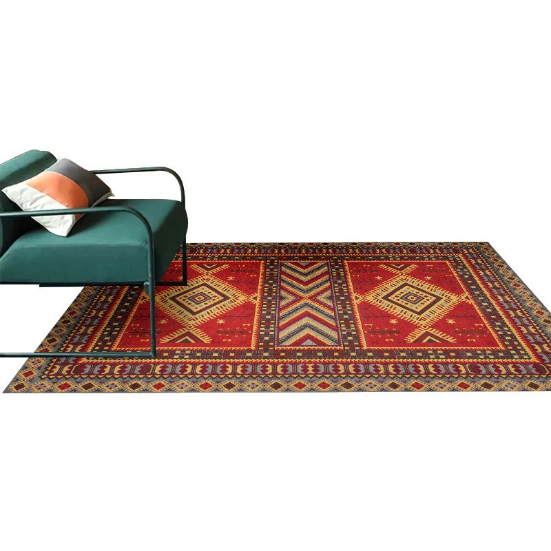 Orange Modern Rug Polyester Graphic Indoor Rug Non-Slip Backing Rug for Home Decor