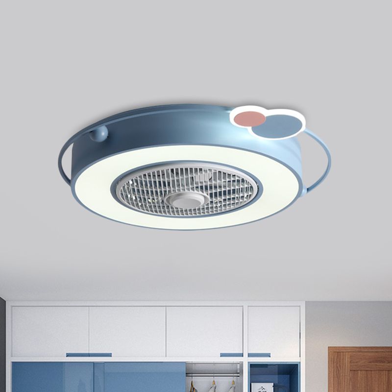 Fan Blue/Pink LED Afferty Acrilico SEMILE SEMI SEMI SEMI SEMI SEMI FLUSHETTO CON ORNAZIONE DI CUORE/CLOUP TOUND/AMORE, larghezza 23,5 "