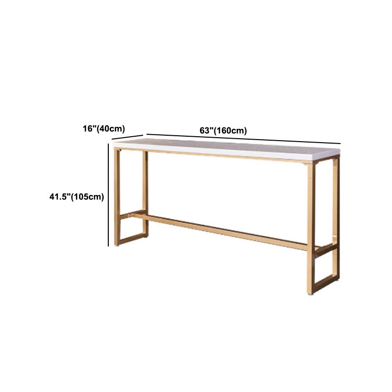 Glam 1/4 Pieces Bar Table Set Rectangle Stone Counter Table with High Stools for Kitchen