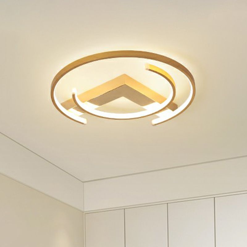 Simple LED Ceiling Flush Light Gold V and C Shaped Flush Mount Lamp with Acrylic Shade
