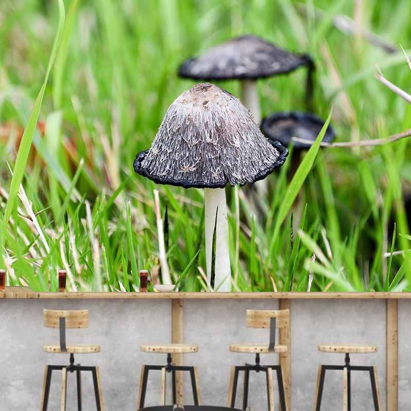 Mushrooms Mural Modern Stain Resistant Bedroom Wall Decor in Bright Color