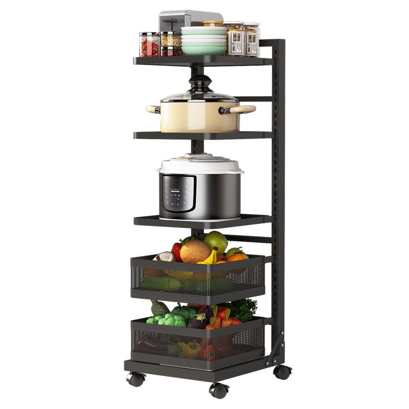 Metal Open Shelves Prep Table Dining Room Rolling Kitchen Trolley