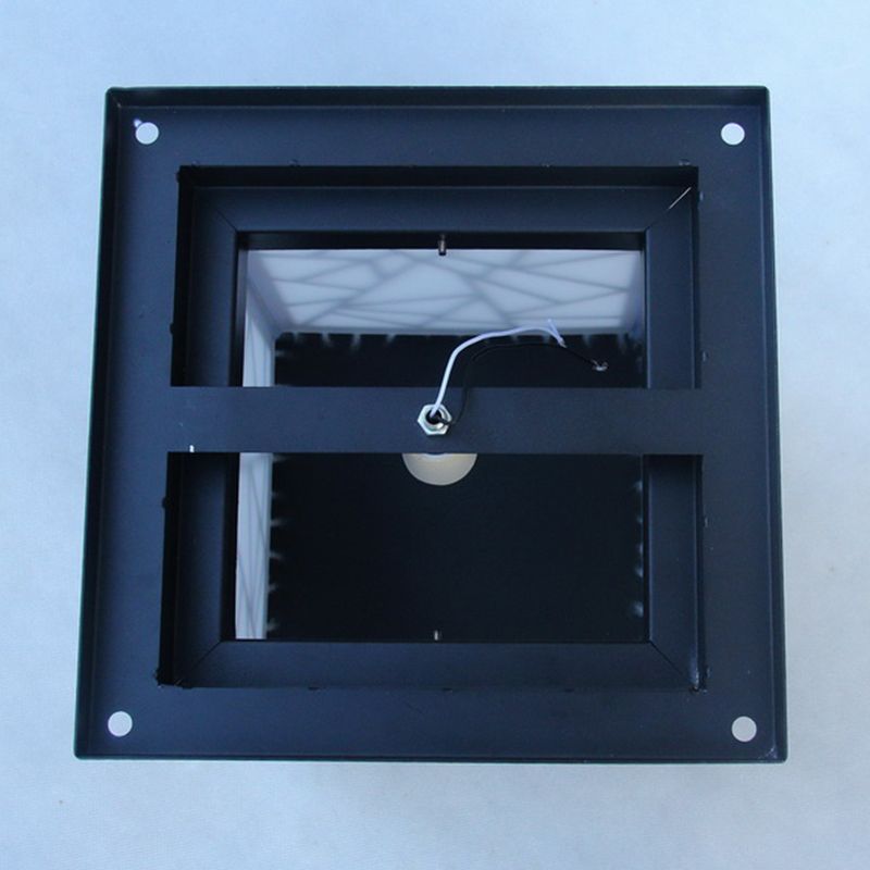 Square Shape Metal Outdoor Light Modern 1 Light Solar Pillar Lamp