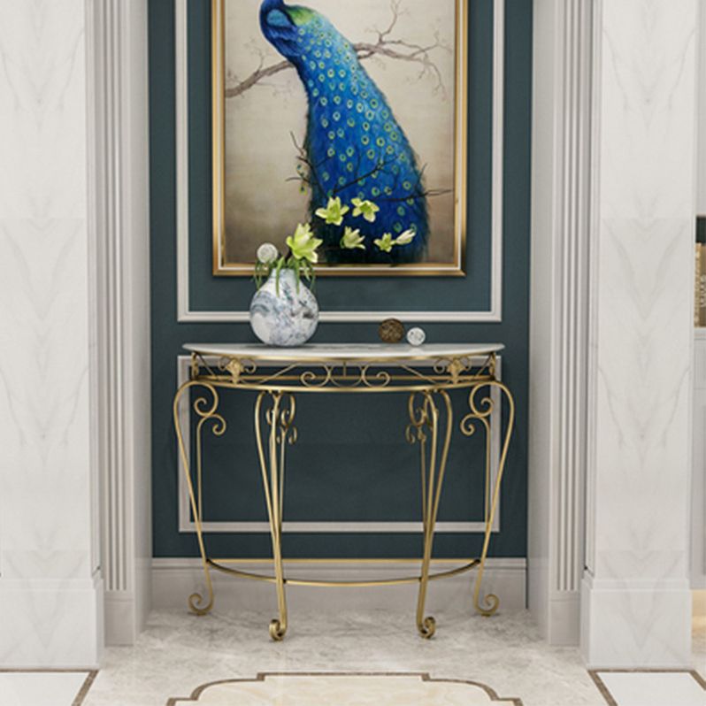 Modern Marble Console Sofa Table Half Moon End Table for Hall