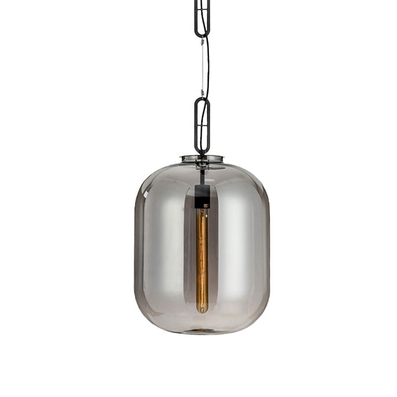 Modernist 1 hängende Leuchte mit Glasschattenbber/Rauch grauer ovaler Anhänger Beleuchtung für Schlafzimmer, 10 "/14" W.