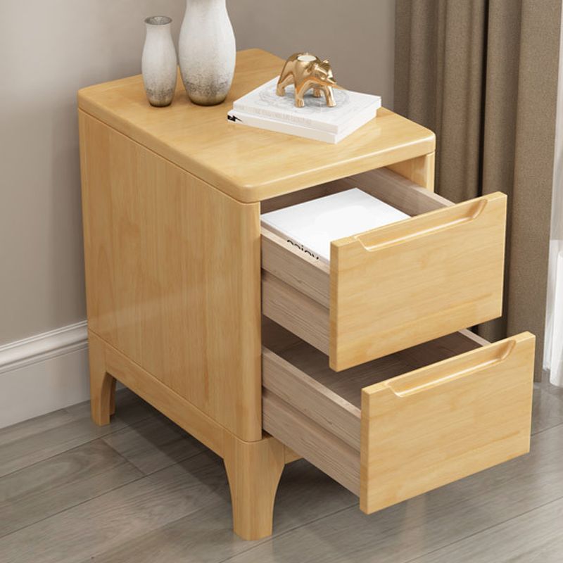Solid Wood Accent Table Nightstand Contemporary Night Table with Drawers