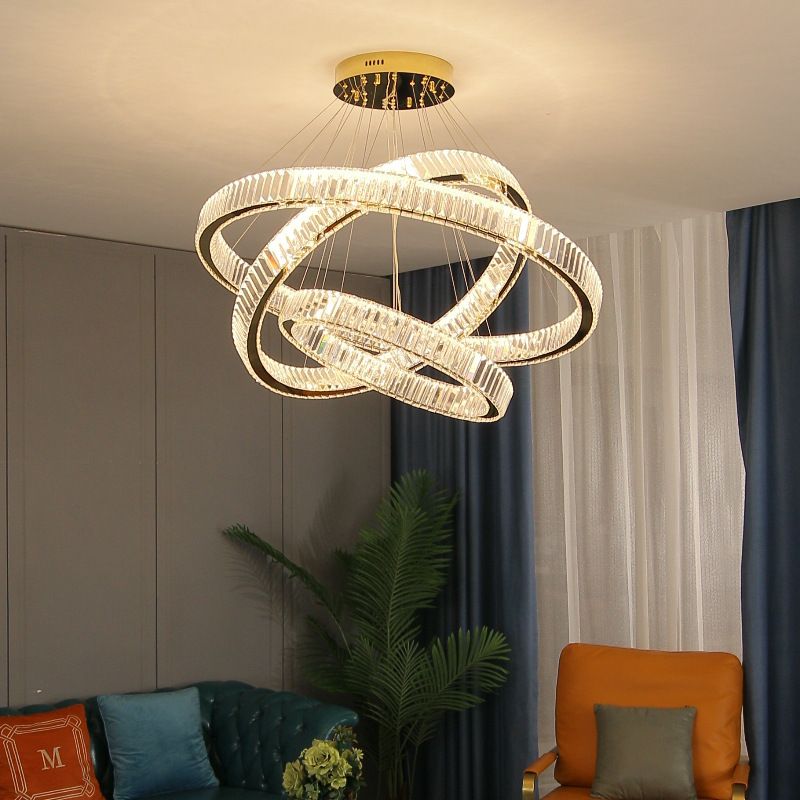 Multi-Tier Chandelier Light Fixture Modern Simplicity Crystal Pendant Lighting for Restaurant