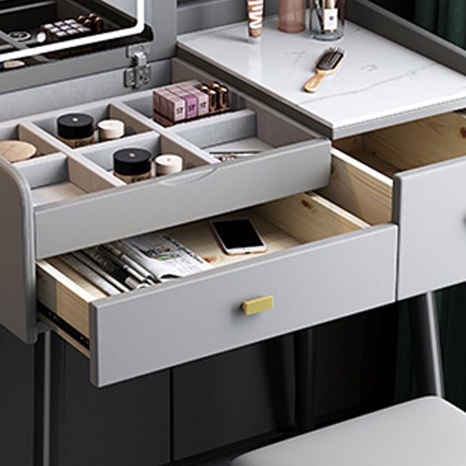 Contemporary Vanity Desk 2- Drawer Slate Top Table Makeup Vanity