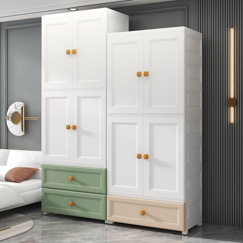 Bedroom Plastic Cabinet with Hinged Doors Matte Finish Modern Storage Cabinet