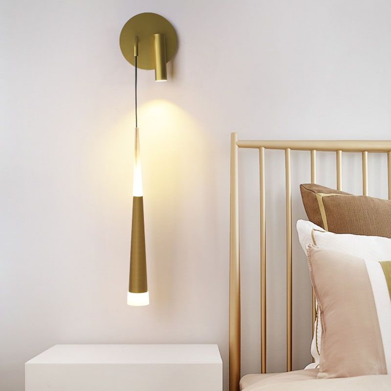 Modern Metal Wall Light Strip 2 Lights LED Reading Wall Sconce for Bedroom