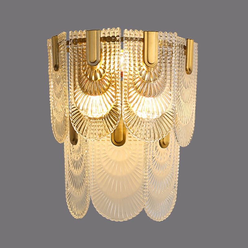 Metal & Glass 2 - Light Wall Light Post Modern in Gold & Clear