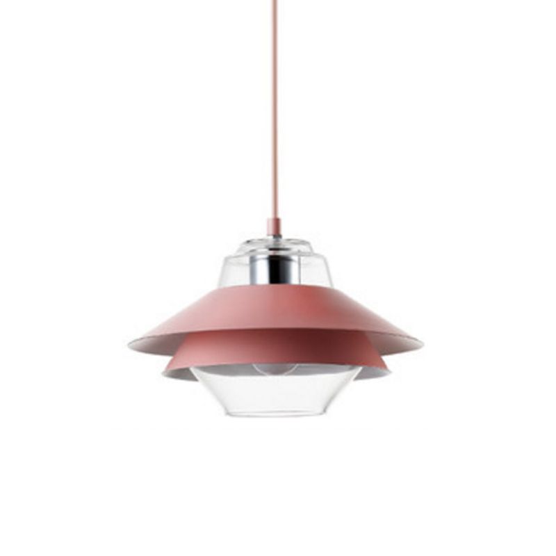 Macaron Small Pendant Lampe Suspension Light avec une teinte en verre pour salle à manger