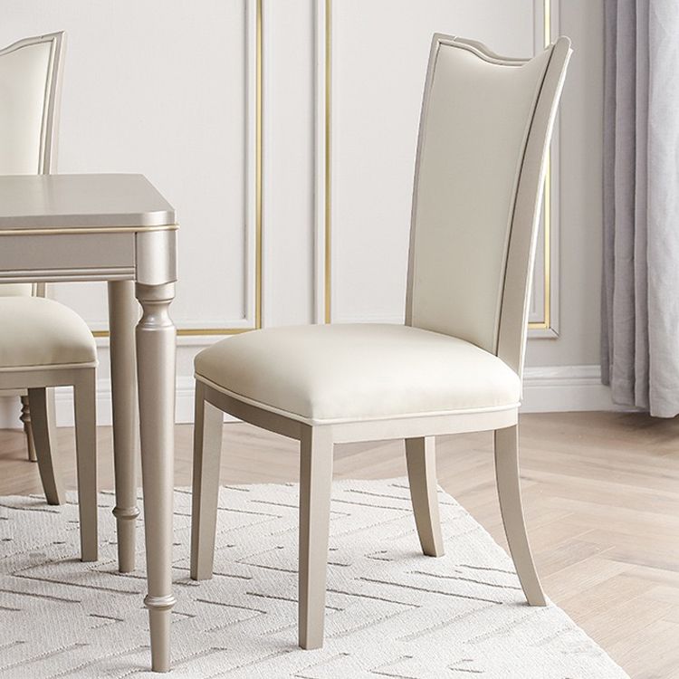 Mesa de comedor vintage rectangular, mesa fija en tono champán para uso doméstico