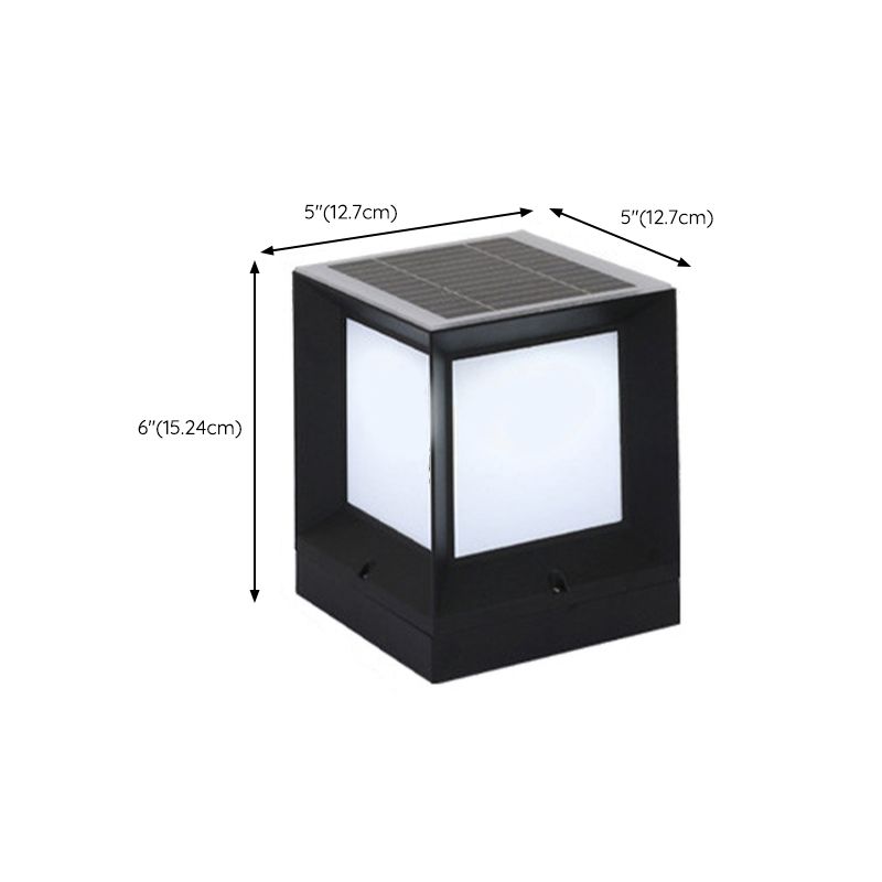 Nordic Style Aluminum Outdoor Light Rectangle Shape Solar Energy Pillar Lamp for Outdoor