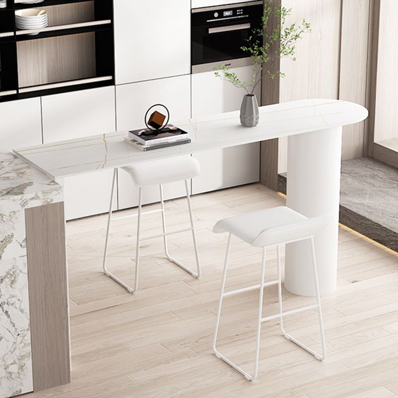 Stone Modern Indoor Bistro Bar Table Double Pedestal Bar Height Cocktail Table