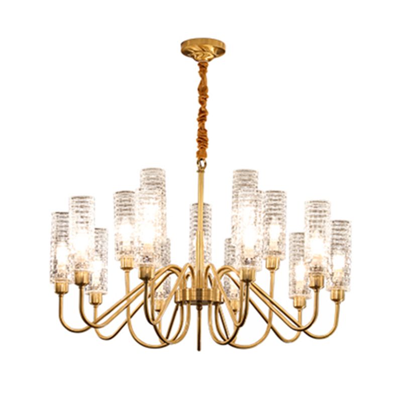 American Style Chandelier Glass Multi Light Hanging Light with Brass for Bedroom