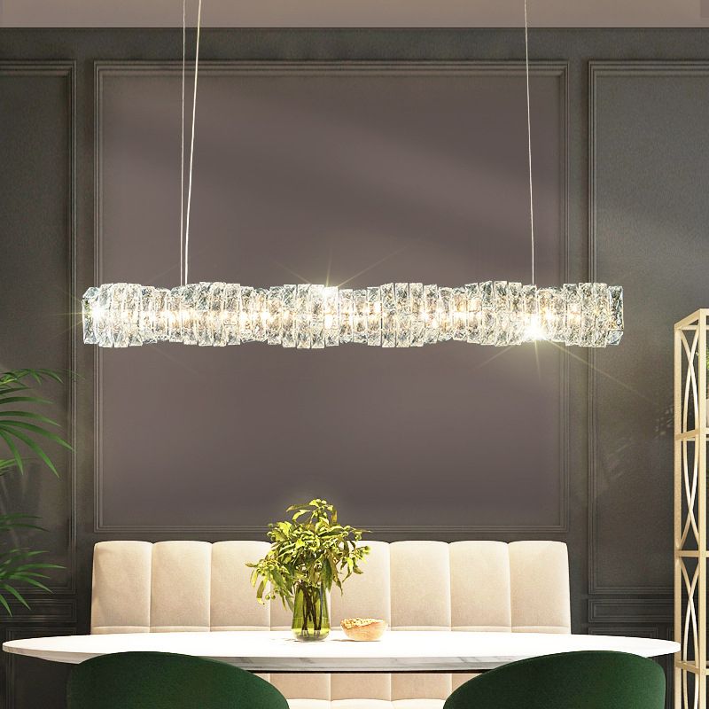 Modern Style Island Light LED Island Hanging Light with Crystal Shade for Dining Room