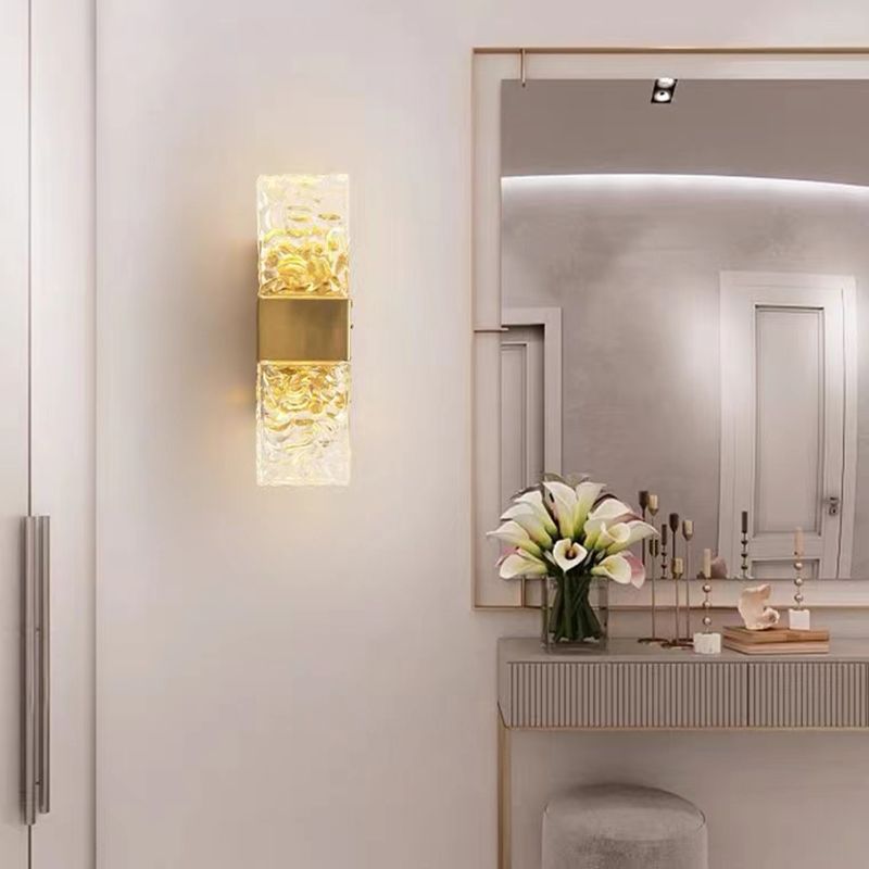 Rectangular LED Wall Sconce Post-Modern Wall Light Fixture with Crystal for Bedroom