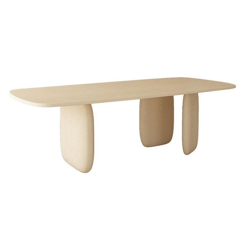 Solid Wood Rectangle Dining Table Modern Contemporary Kitchen Wood Table with 3 Legs