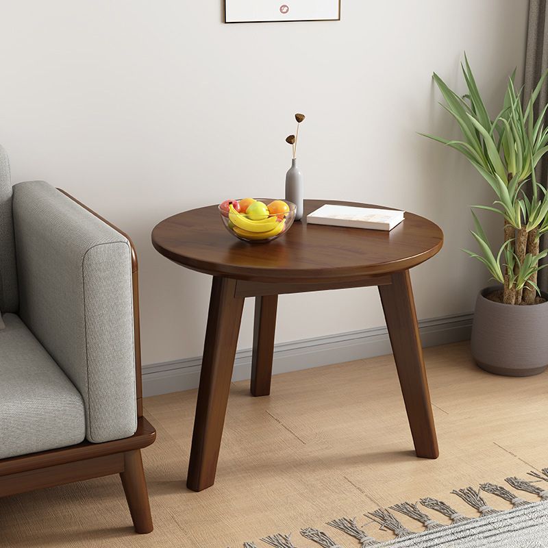 Round Solid Wood Coffee Table Nordic 3 Legs Cocktail Table Set
