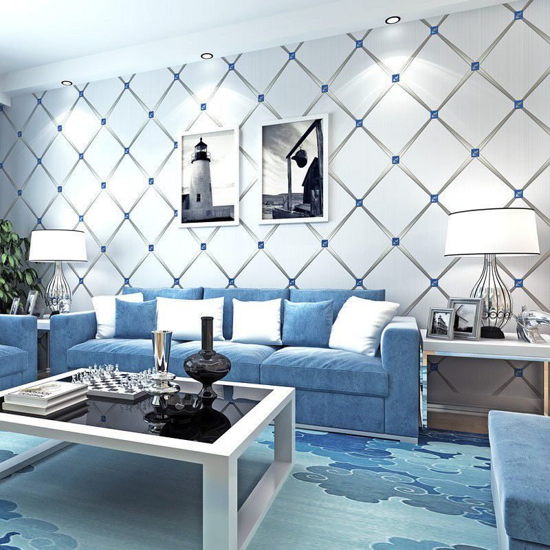 Diamantpatroon behangrol lichtkleurige moderne stijl kunst aan de muur voor woondecoratie