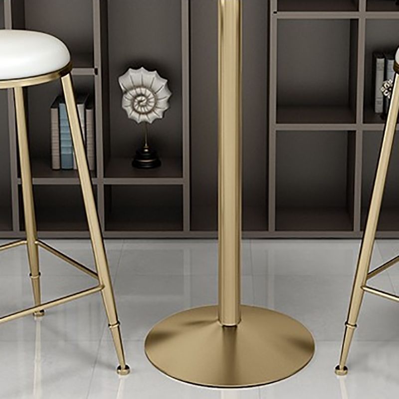 Glam Pedestal Bar Dining Table Faux Marble Cocktail Bar Table with Metal Base