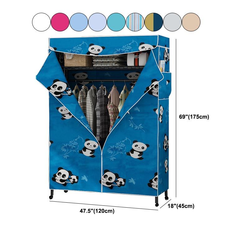 Contemporary Style Wardrobe Metal Wardrobe Closet with Adjustable Shelves