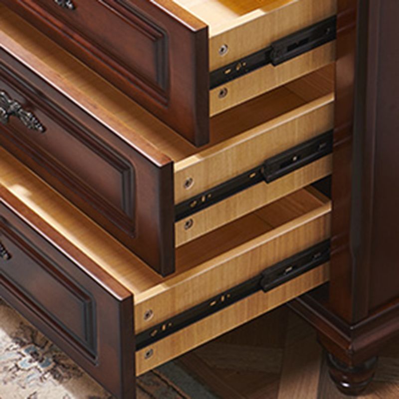 Traditional Bedroom Rubber Wood Storage Chest Vertical Chest with Drawers