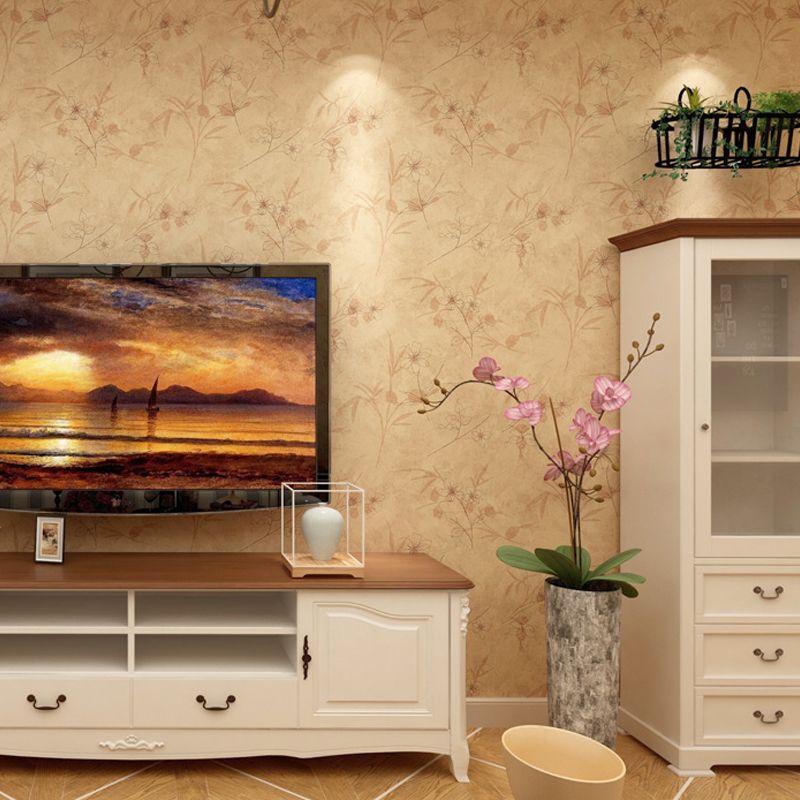 Countryside Flower Wallpaper Roll for Accent Wall 33' x 20.5" Wall Art in Light Khaki