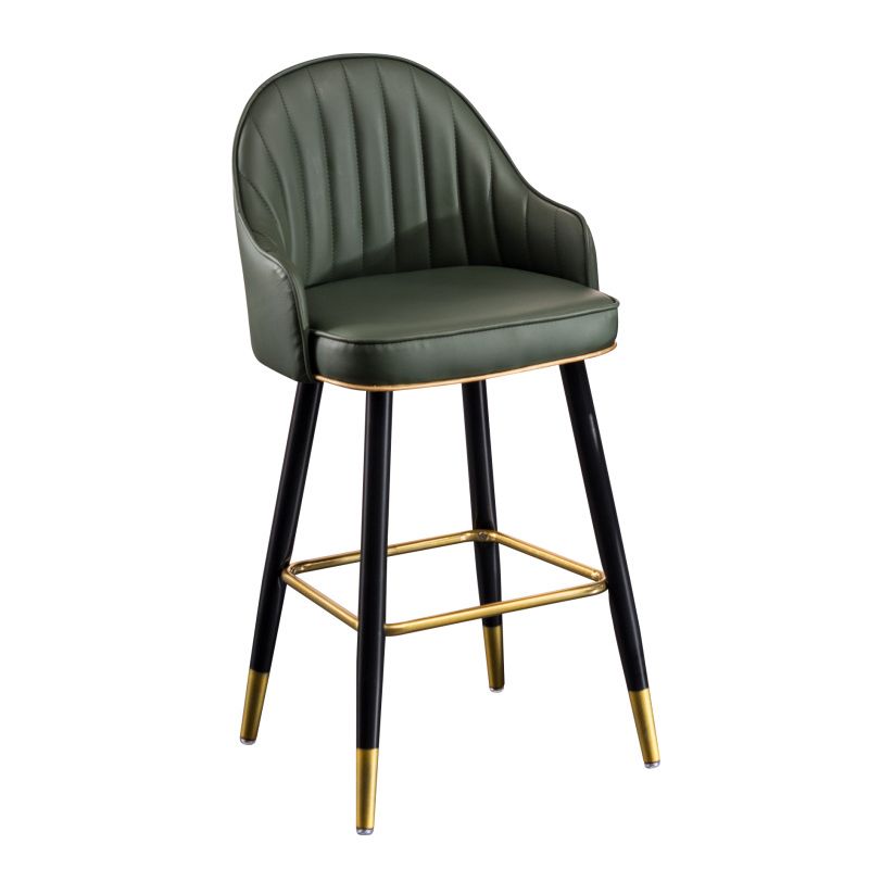 Scandinavian Armed Reception Stool Matte Finish Leather Barstool
