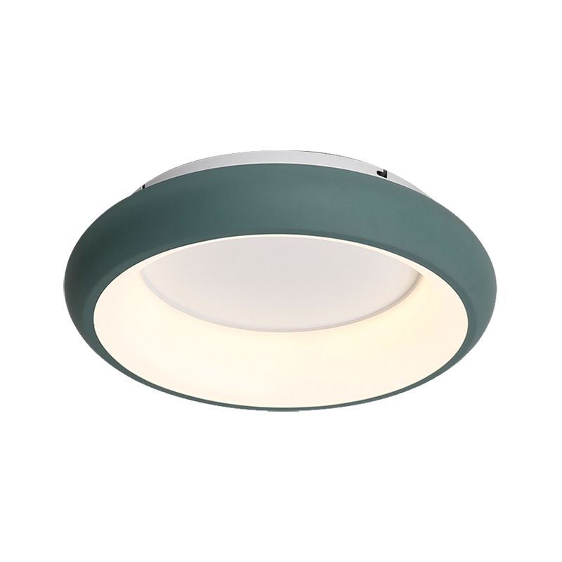 19.5"/25.5" W Donut Flush Mount Lighting Macaron Metal and Acrylic Integrated Led Flush Lamp in Black/Green/Gold/White