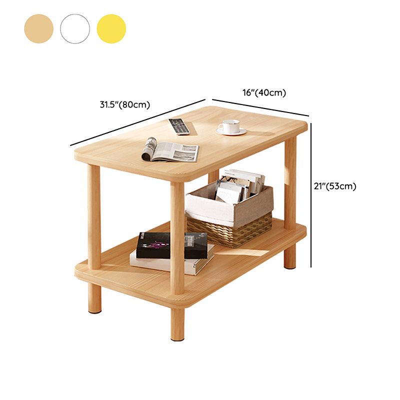 Modern Rectangular Corner Table Double Tier Wood Side End Table