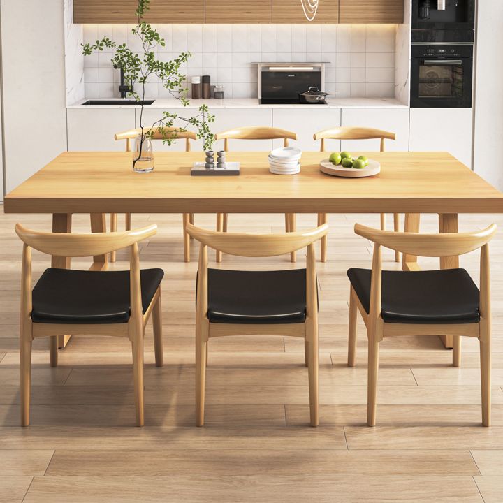 Modern 1/4/5/7 Pieces Dining Set Rectangle Pine Wood Dining Table for Dining Room